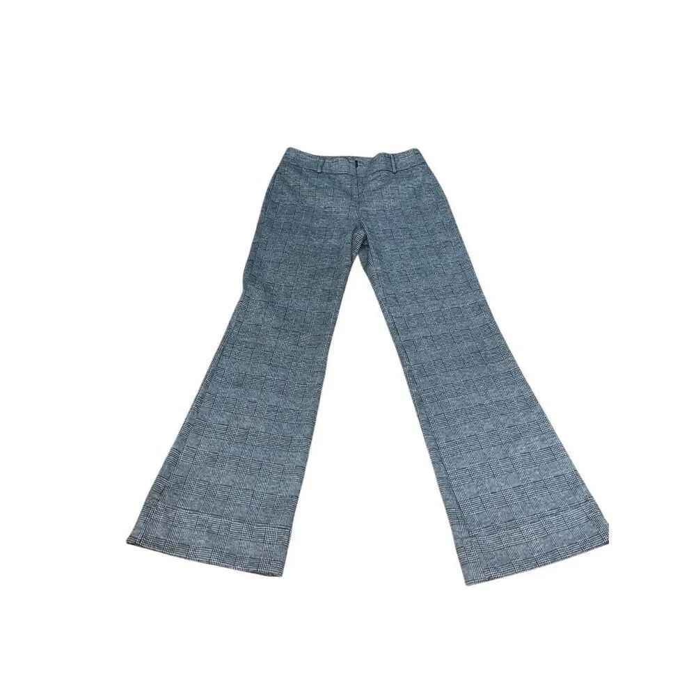 Express Grey Plaid Knit Flare Leg Dress Pants Trousers Slacks Size 1/2